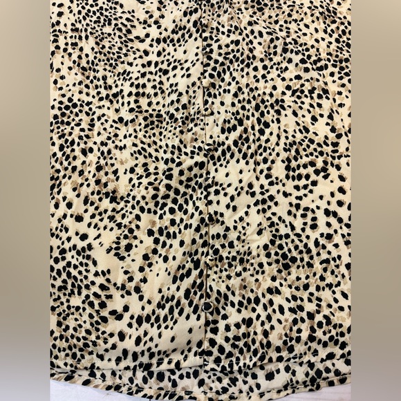Buddy Love Leah Button Up Short Mini Dress Size Small Tan Leopard Long Sleeve - Picture 6 of 9